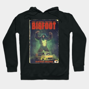 The Bloody Tracks of Bigfoot Cryptid horror by David Irons Hoodie